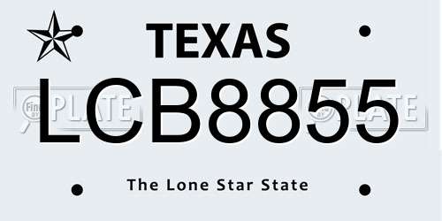 LCB8855 Texas License Plate