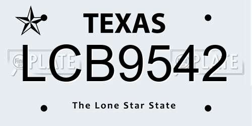 LCB9542 Texas License Plate