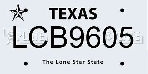 LCB9605 Texas License Plate