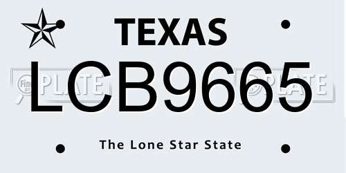 LCB9665 Texas License Plate