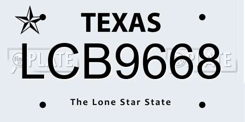 LCB9668 Texas License Plate
