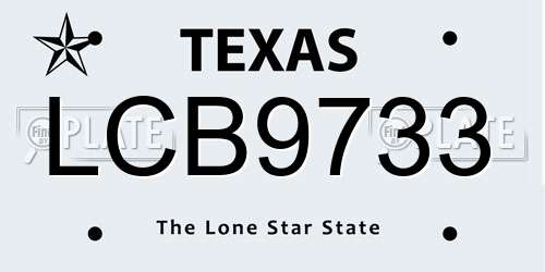 LCB9733 Texas License Plate