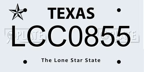 LCC0855 Texas License Plate