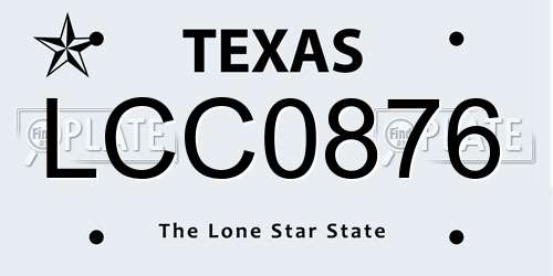 LCC0876 Texas License Plate