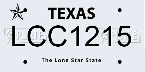 LCC1215 Texas License Plate