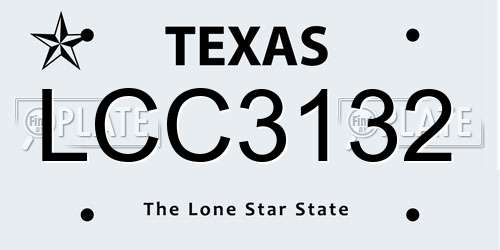 LCC3132 Texas License Plate