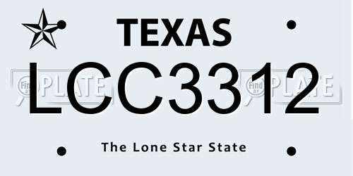 LCC3312 Texas License Plate