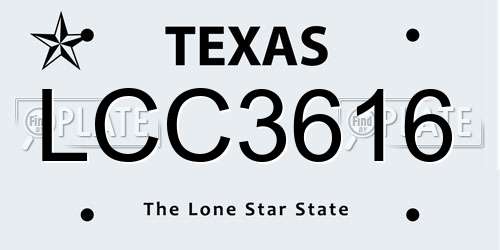 LCC3616 Texas License Plate