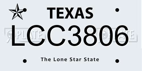 LCC3806 Texas License Plate