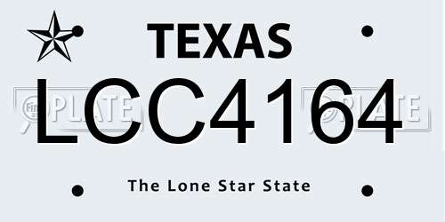 LCC4164 Texas License Plate
