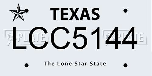 LCC5144 Texas License Plate