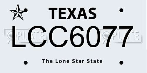 LCC6077 Texas License Plate