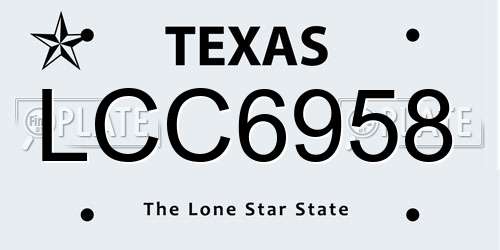 LCC6958 Texas License Plate