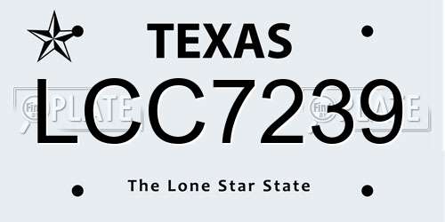 LCC7239 Texas License Plate