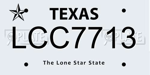 LCC7713 Texas License Plate