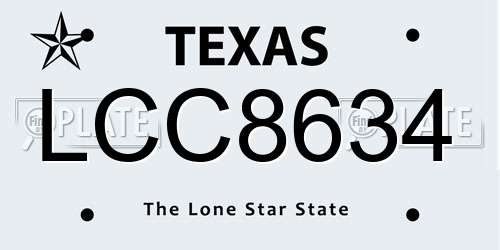 LCC8634 Texas License Plate