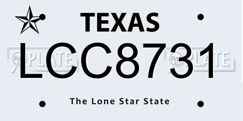 LCC8731 Texas License Plate