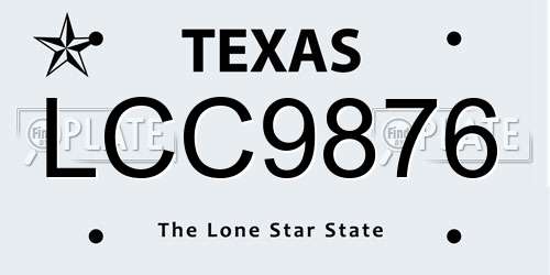 LCC9876 Texas License Plate