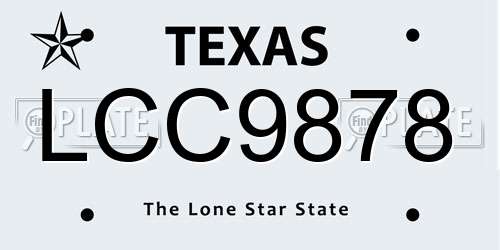 LCC9878 Texas License Plate