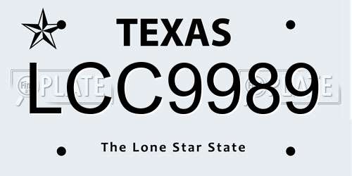 LCC9989 Texas License Plate