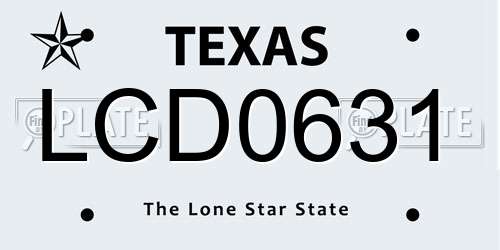 LCD0631 Texas License Plate
