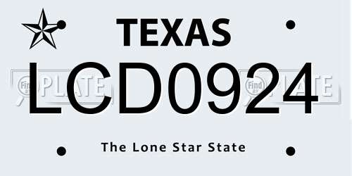 LCD0924 Texas License Plate