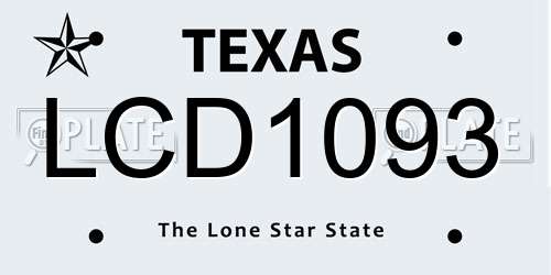 LCD1093 Texas License Plate
