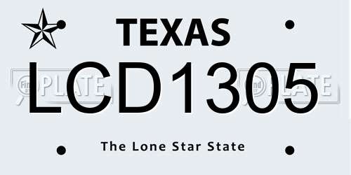LCD1305 Texas License Plate