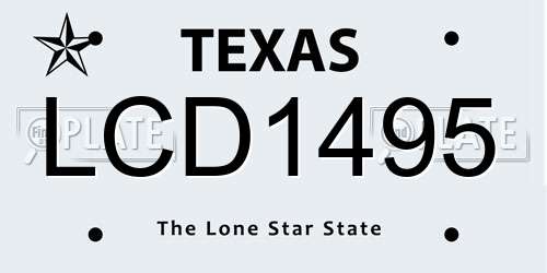 LCD1495 Texas License Plate