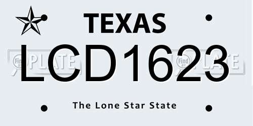 LCD1623 Texas License Plate