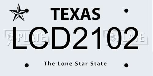 LCD2102 Texas License Plate