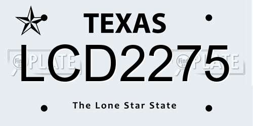 LCD2275 Texas License Plate