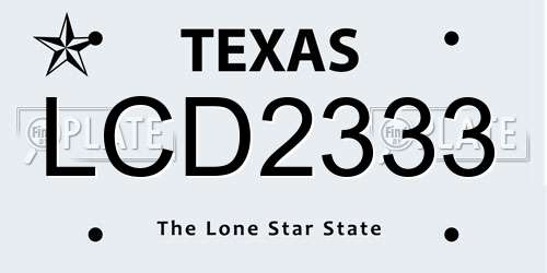 LCD2333 Texas License Plate