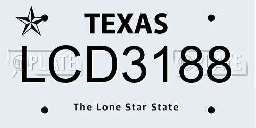 LCD3188 Texas License Plate