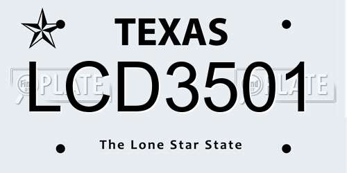 LCD3501 Texas License Plate