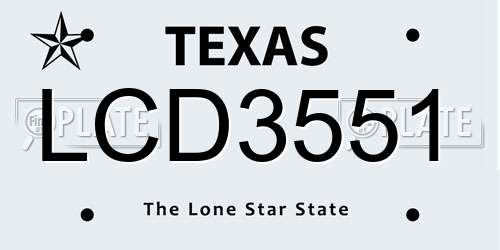LCD3551 Texas License Plate
