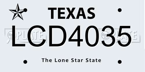 LCD4035 Texas License Plate
