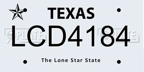 LCD4184 Texas License Plate