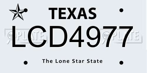 LCD4977 Texas License Plate