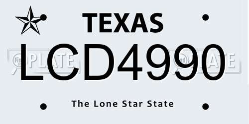 LCD4990 Texas License Plate