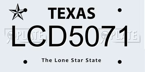 LCD5071 Texas License Plate