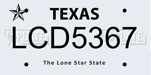 LCD5367 Texas License Plate