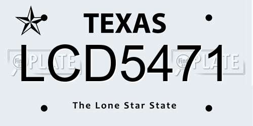 LCD5471 Texas License Plate