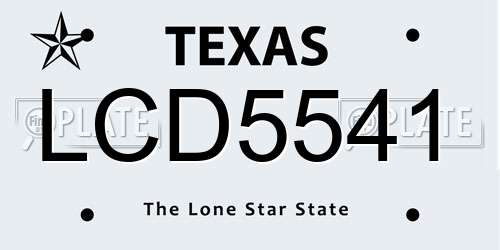 LCD5541 Texas License Plate