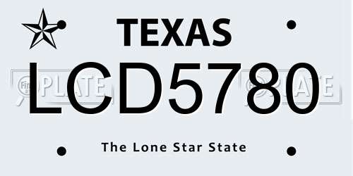 LCD5780 Texas License Plate