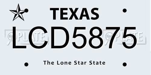LCD5875 Texas License Plate