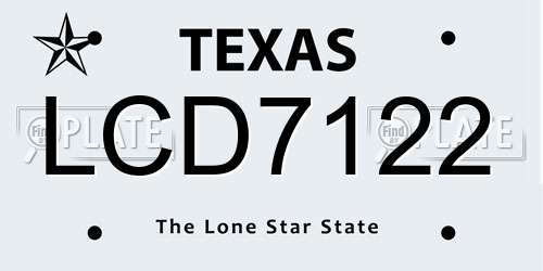 LCD7122 Texas License Plate