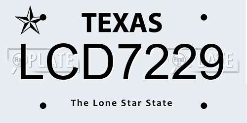 LCD7229 Texas License Plate