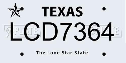 LCD7364 Texas License Plate