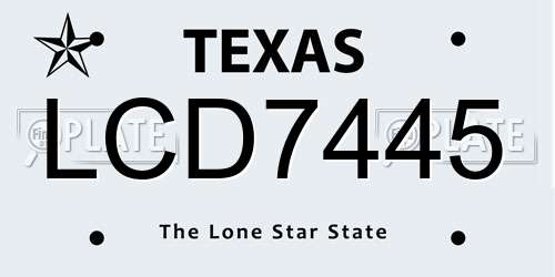LCD7445 Texas License Plate